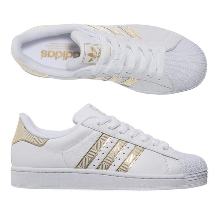 basket adidas blanche et or